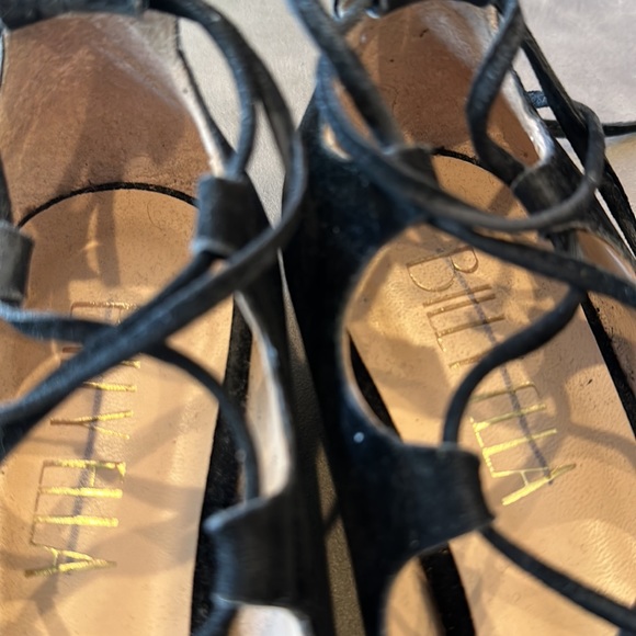 Anthropologie Billy Ella Black Faux Suede Lce-Up Pointy Toe Flats Size 7.5 - Picture 8 of 16